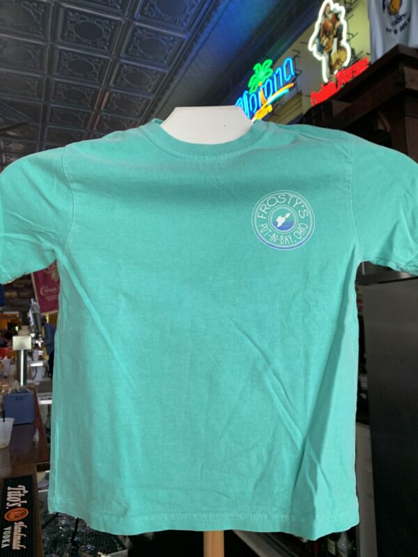 Frosty's Put-in-Bay teal shirt (front)